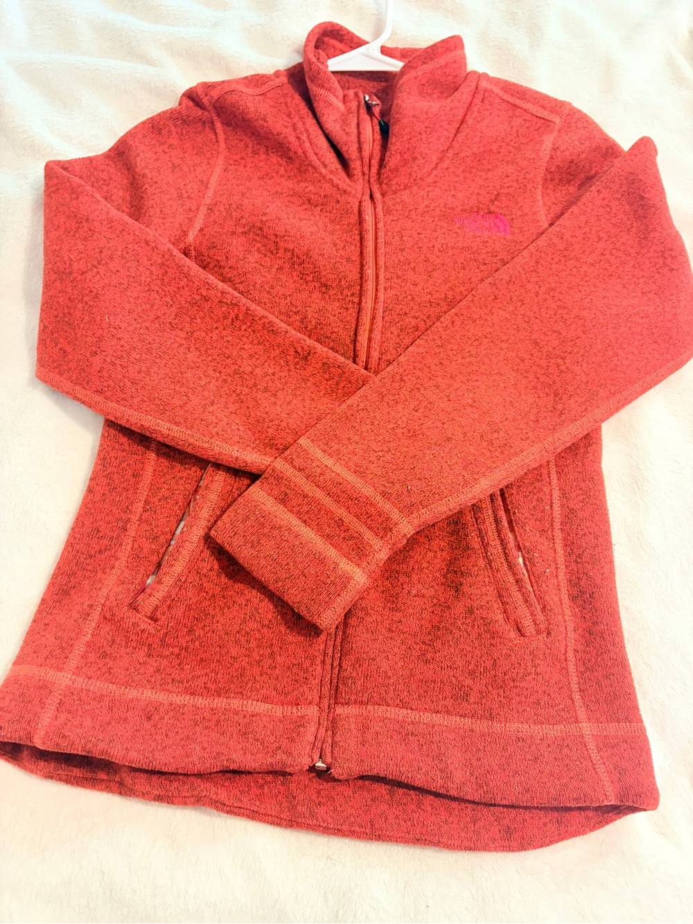 The North Face Heathered Red Full-Zip Fleece Jacket🍎♥️